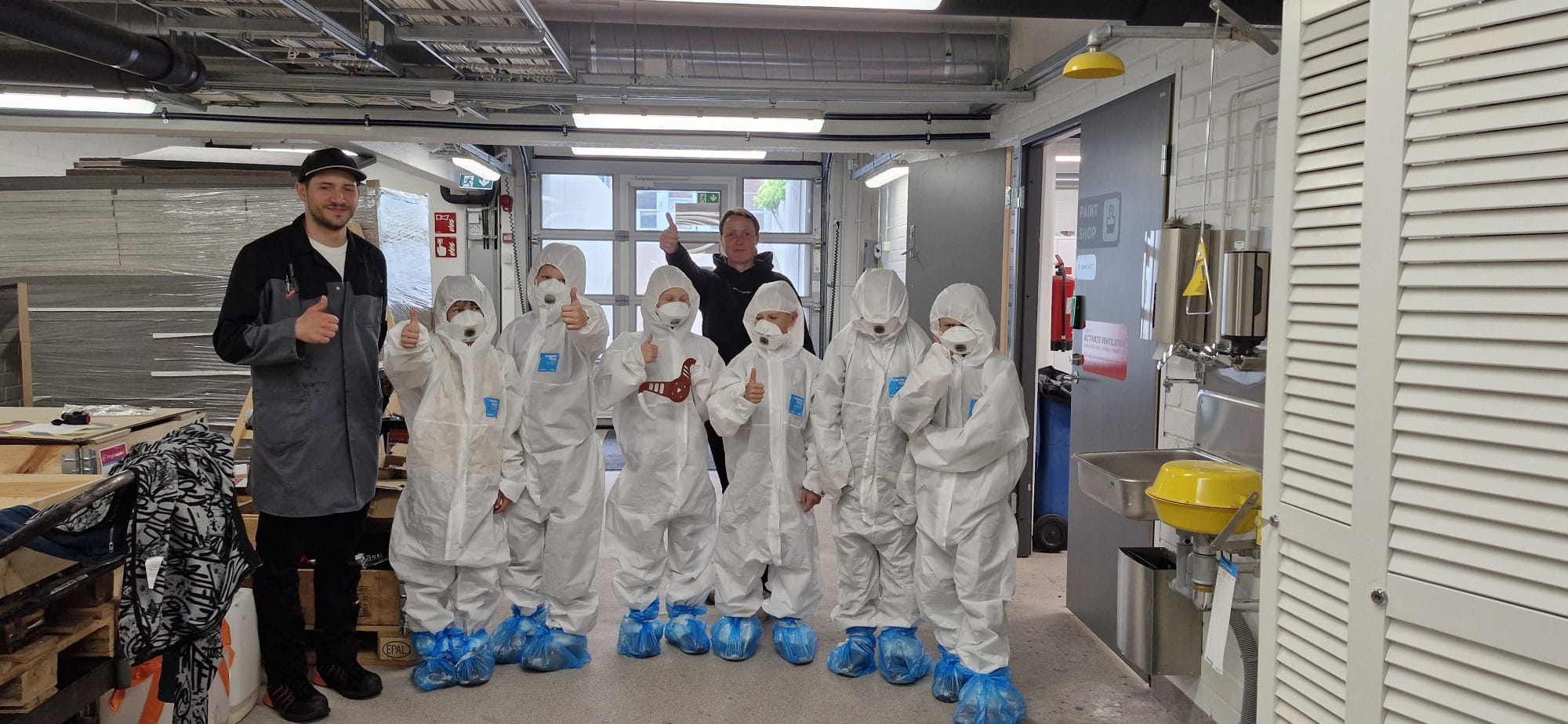 Students in professional lab gear